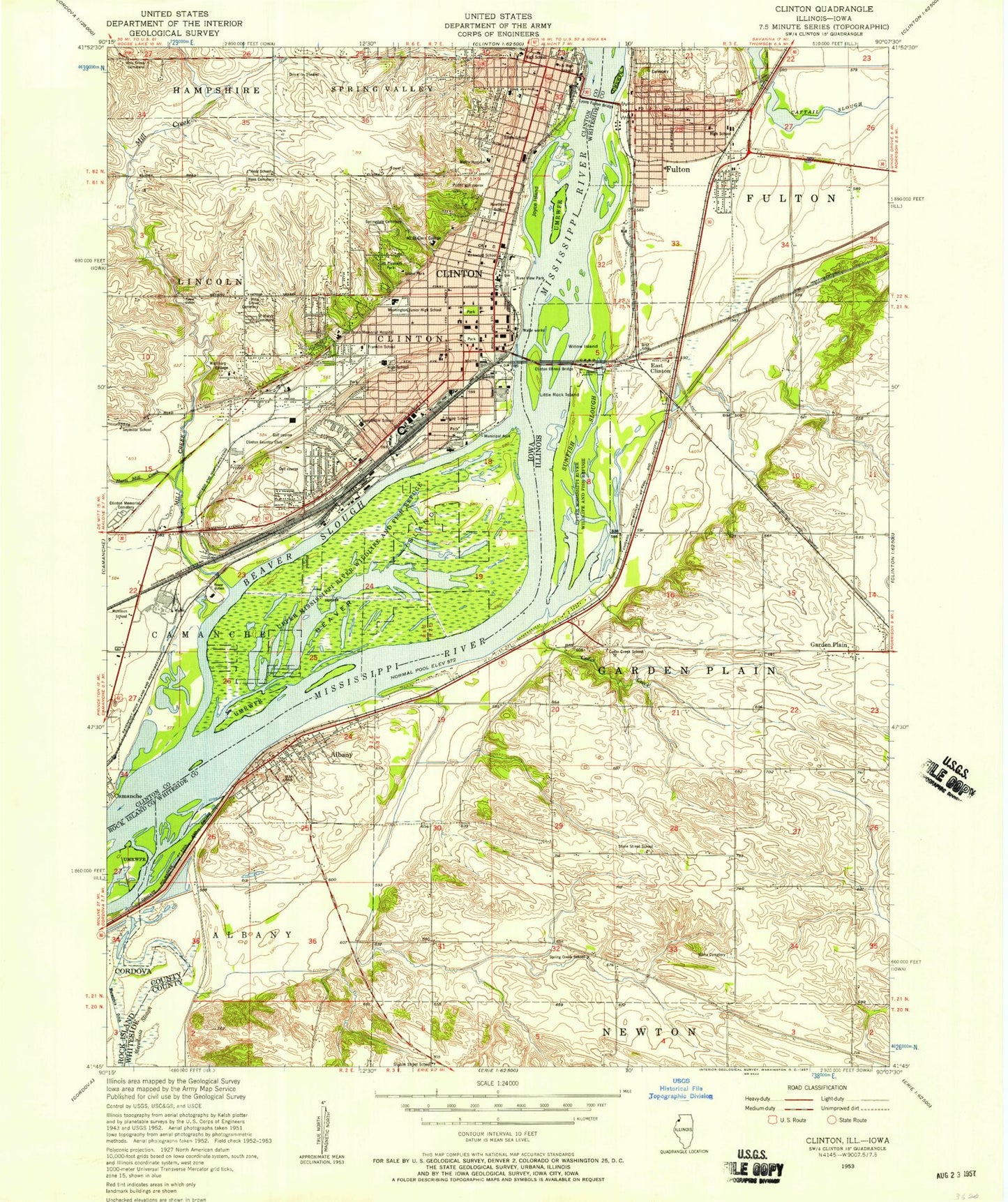 Classic USGS Clinton Illinois 7.5'x7.5' Topo Map Image