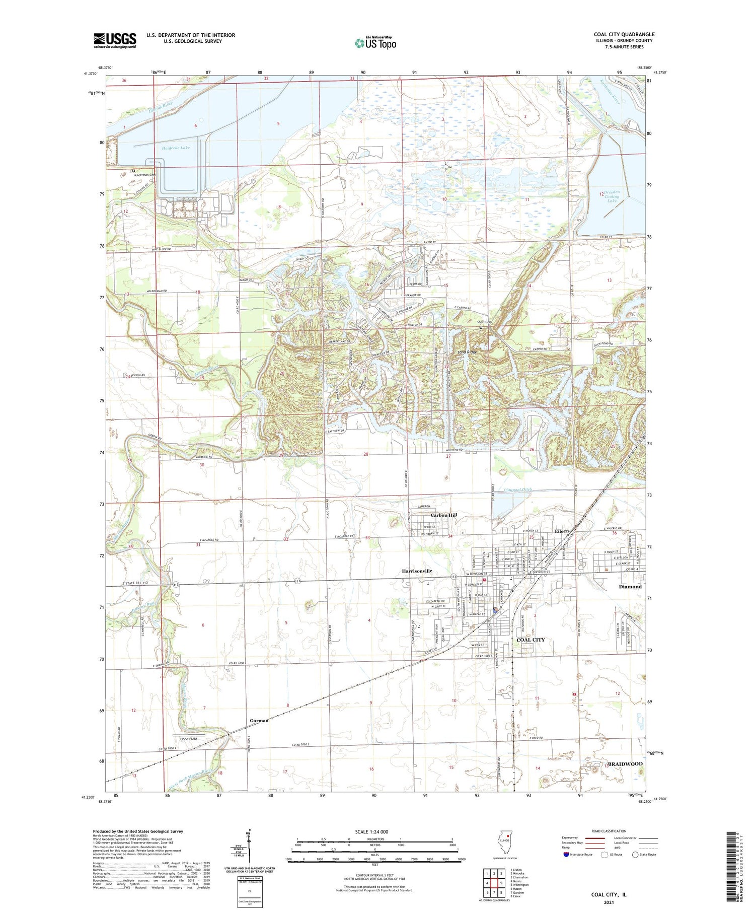 Coal City Illinois US Topo Map Image