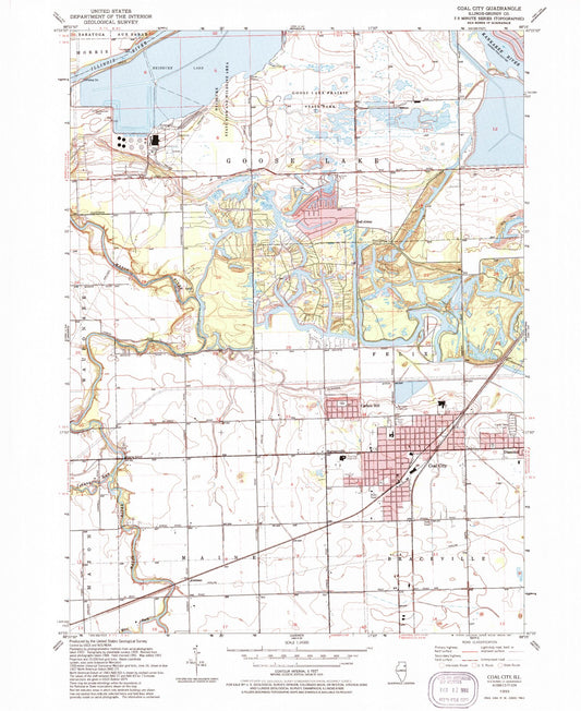 Classic USGS Coal City Illinois 7.5'x7.5' Topo Map Image