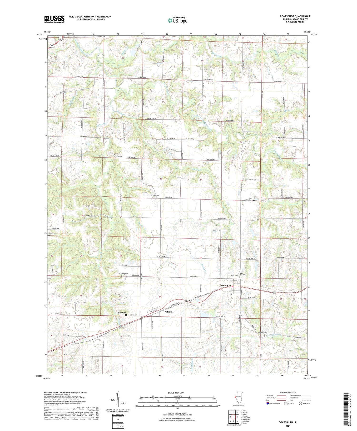Coatsburg Illinois US Topo Map Image