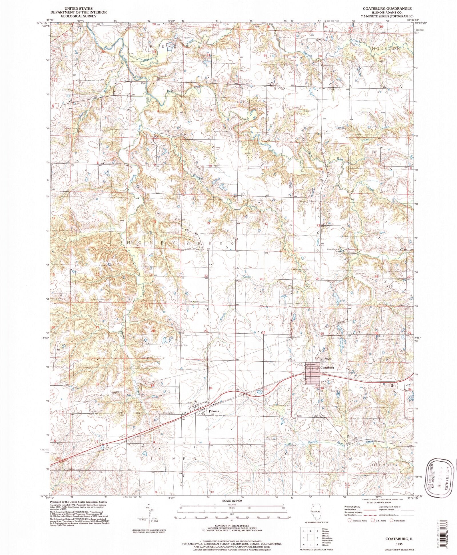 Classic USGS Coatsburg Illinois 7.5'x7.5' Topo Map MyTopo Map Store