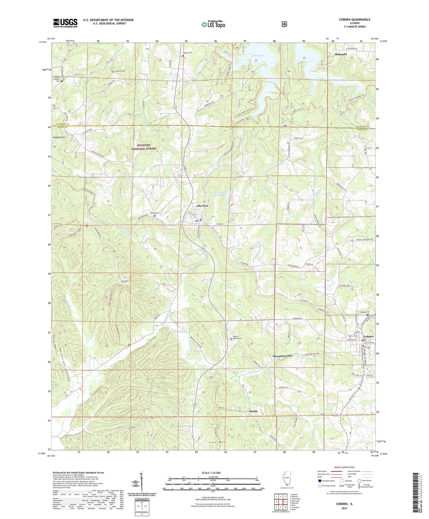 Cobden Illinois US Topo Map Image