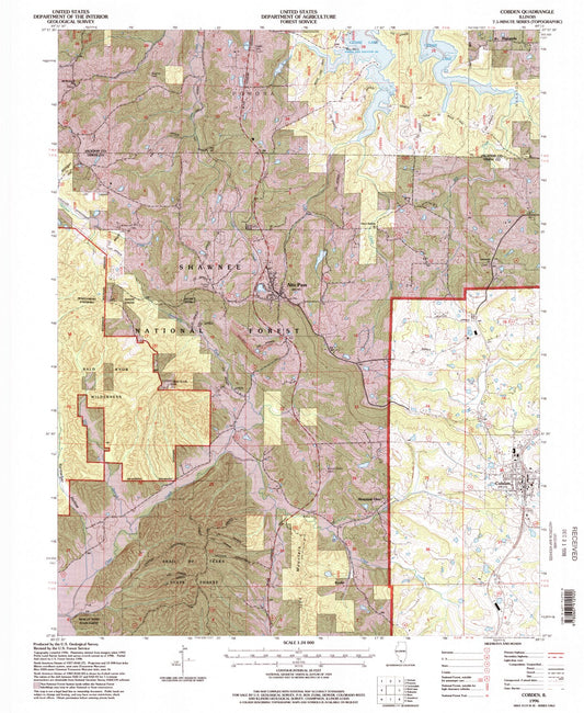 Classic USGS Cobden Illinois 7.5'x7.5' Topo Map Image