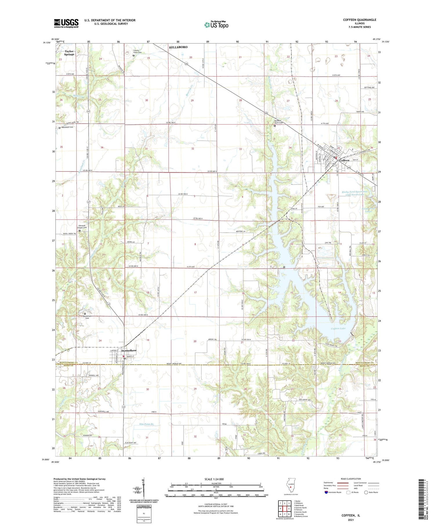 Coffeen Illinois US Topo Map Image
