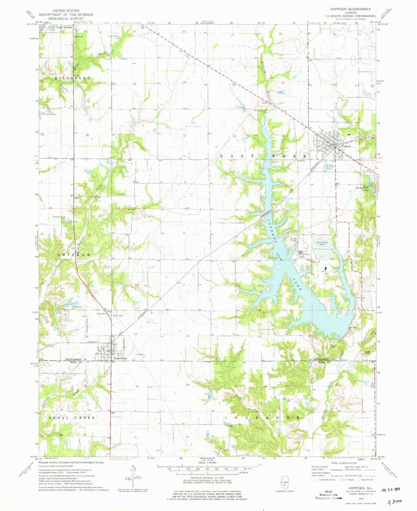 Classic USGS Coffeen Illinois 7.5'x7.5' Topo Map Image