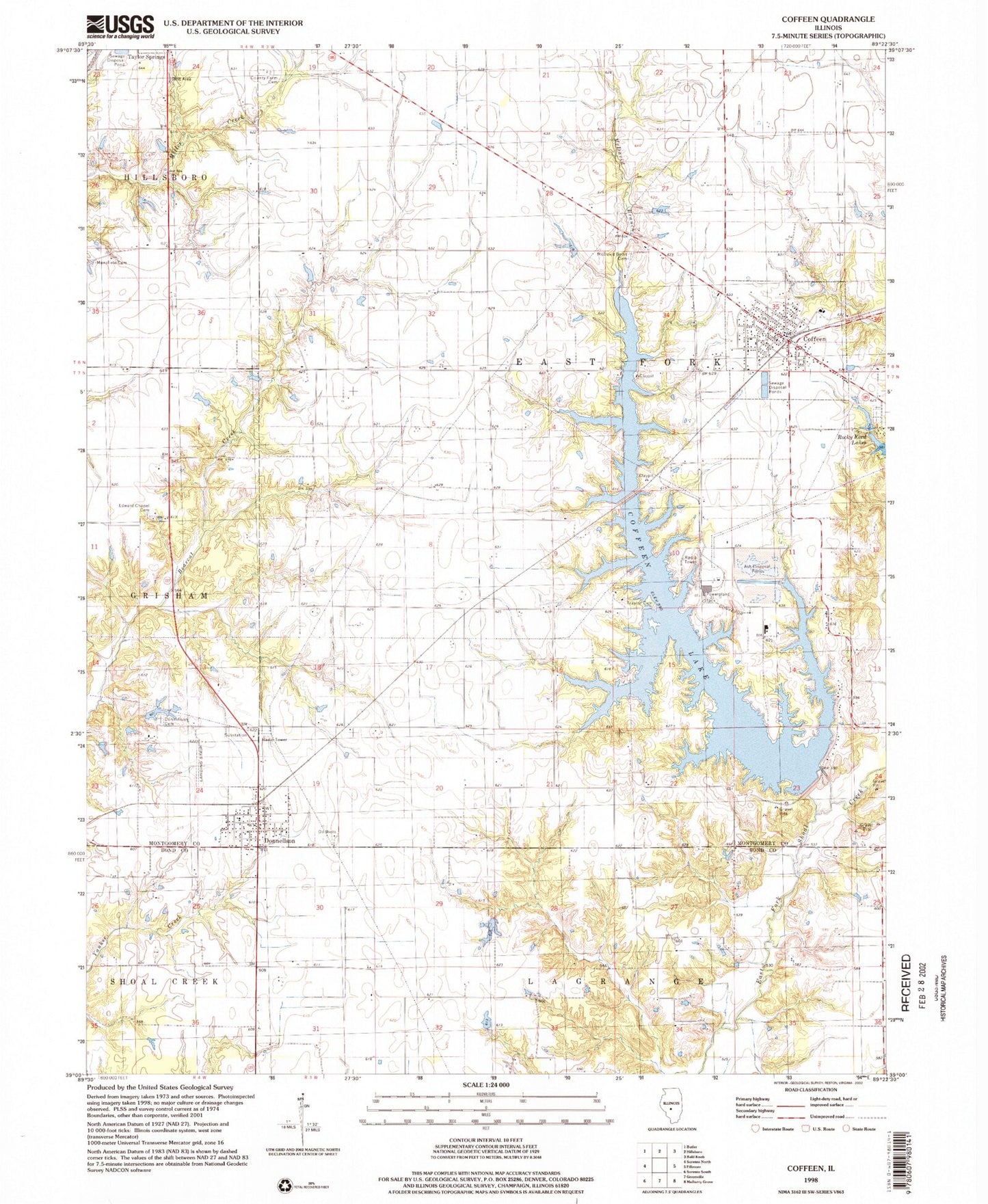 Classic USGS Coffeen Illinois 7.5'x7.5' Topo Map Image