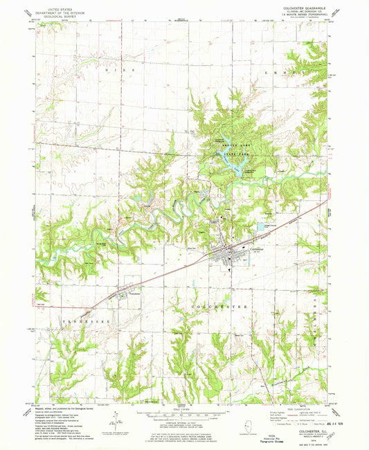 Classic USGS Colchester Illinois 7.5'x7.5' Topo Map Image