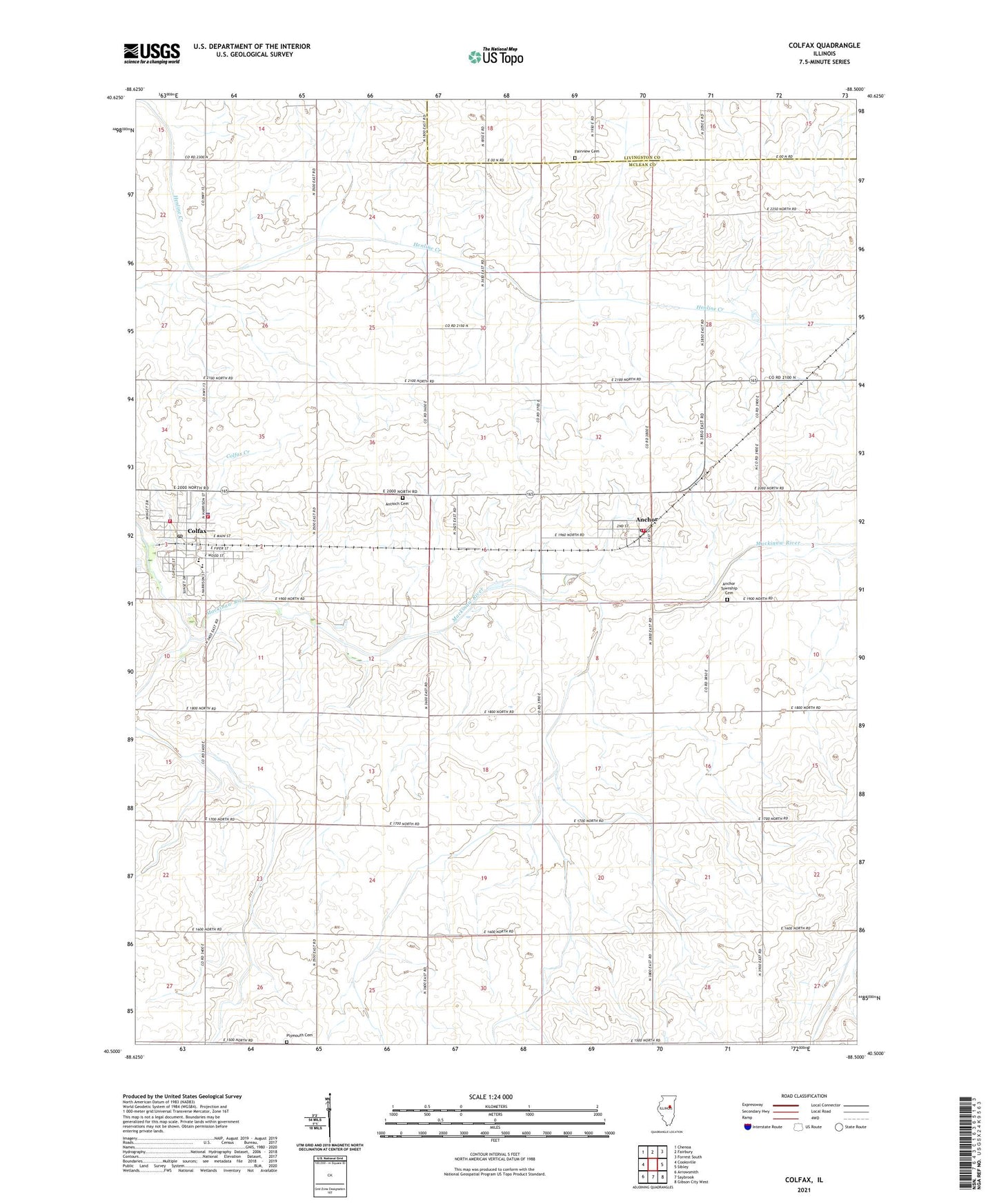 Colfax Illinois US Topo Map Image