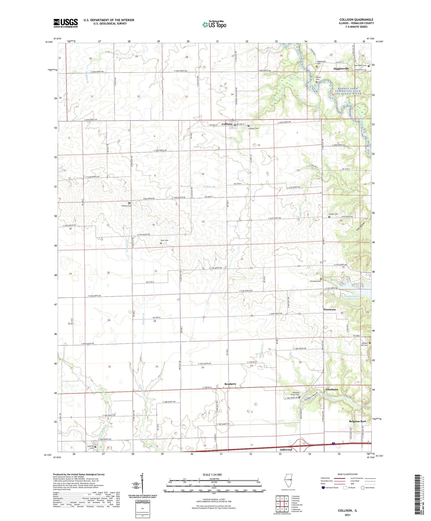Collison Illinois US Topo Map Image