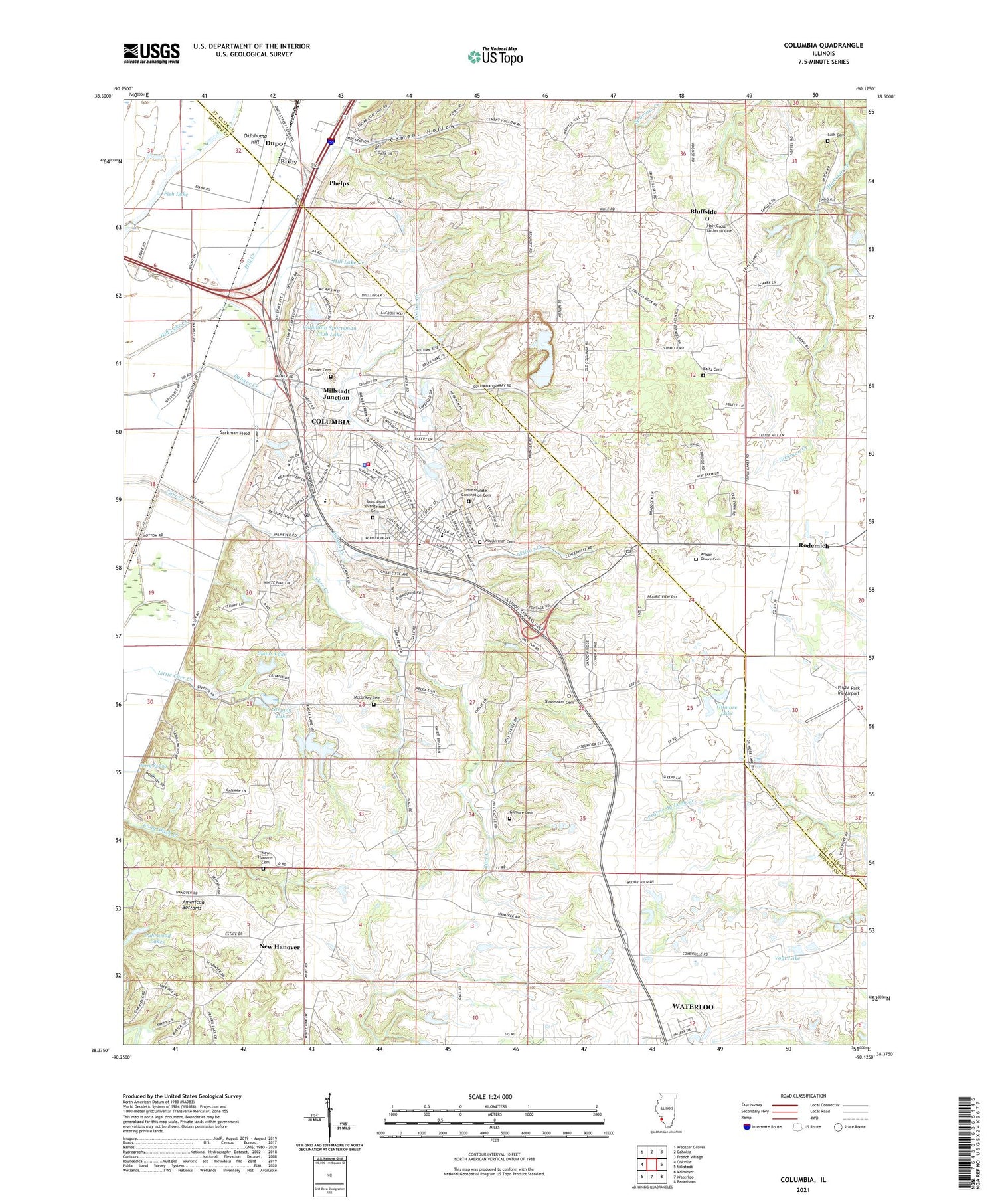 Columbia Illinois US Topo Map Image