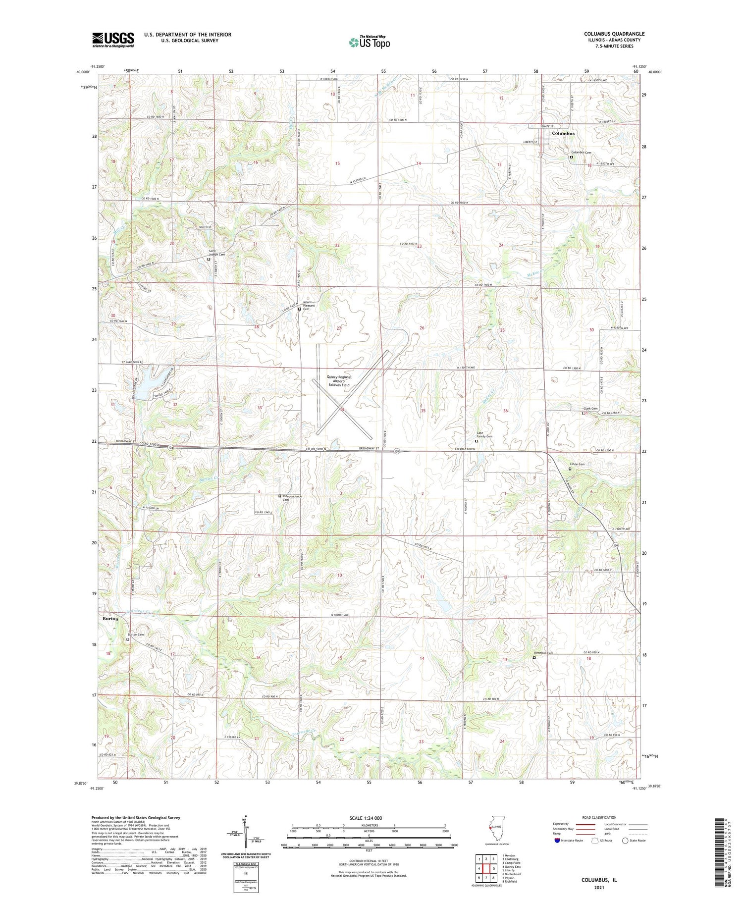 Columbus Illinois US Topo Map Image