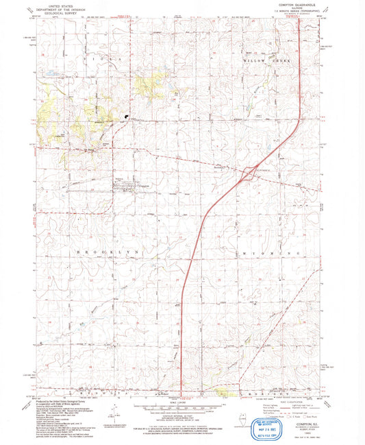 Classic USGS Compton Illinois 7.5'x7.5' Topo Map Image