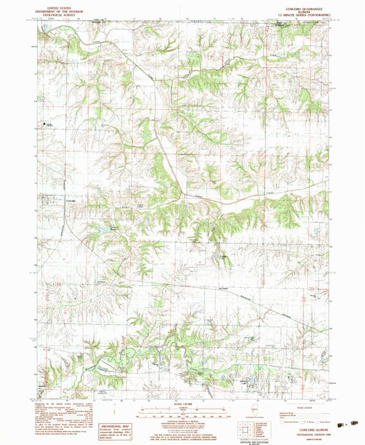Classic USGS Concord Illinois 7.5'x7.5' Topo Map Image