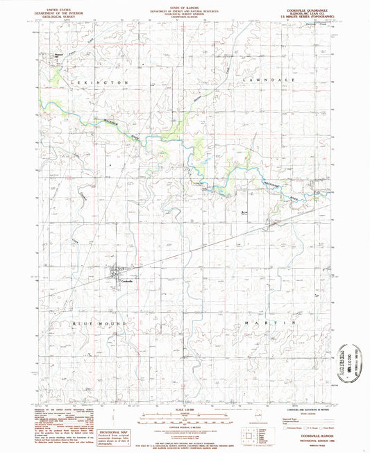 Classic USGS Cooksville Illinois 7.5'x7.5' Topo Map Image