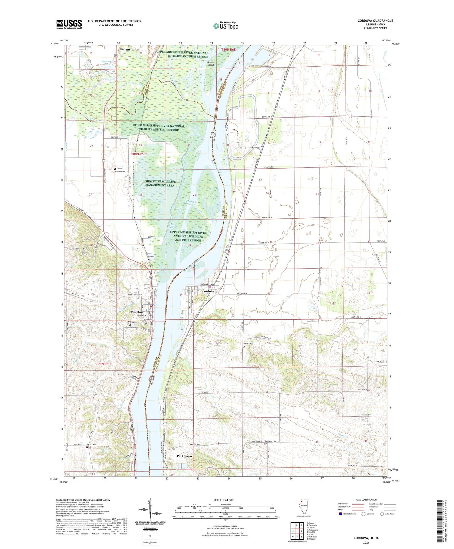 Cordova Illinois US Topo Map Image