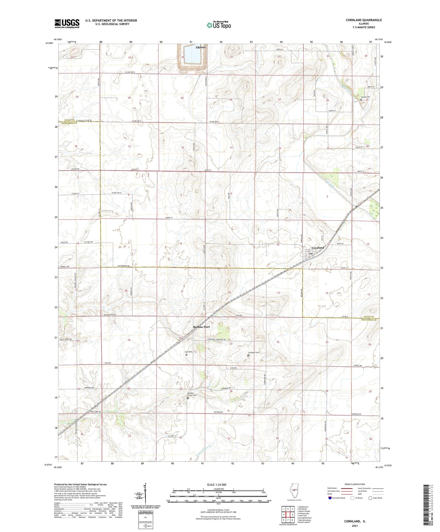 Cornland Illinois US Topo Map Image