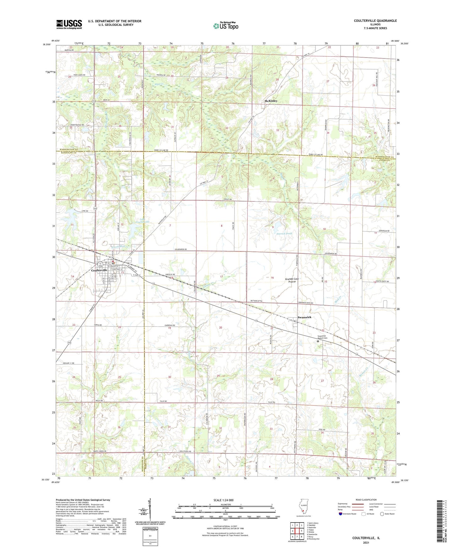 Coulterville Illinois US Topo Map Image