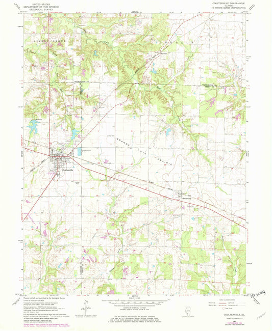 Classic USGS Coulterville Illinois 7.5'x7.5' Topo Map Image