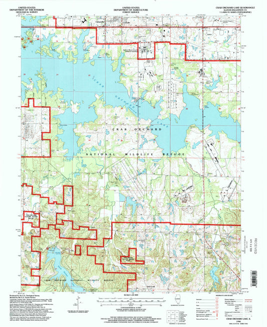 Classic USGS Crab Orchard Lake Illinois 7.5'x7.5' Topo Map Image
