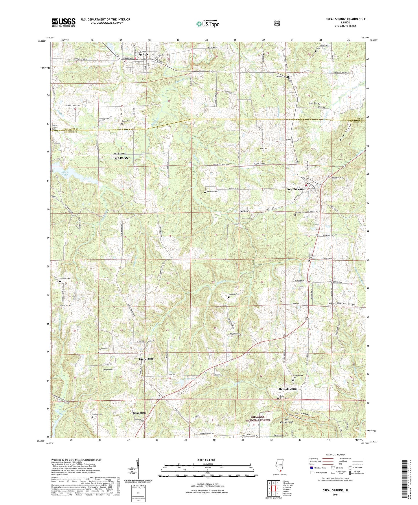 Creal Springs Illinois US Topo Map Image
