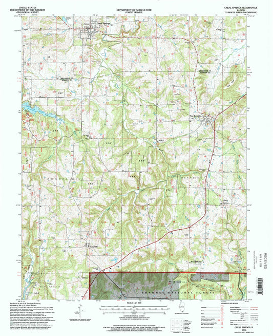 Classic USGS Creal Springs Illinois 7.5'x7.5' Topo Map Image