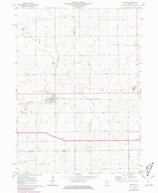 Classic USGS Creston Illinois 7.5'x7.5' Topo Map Image