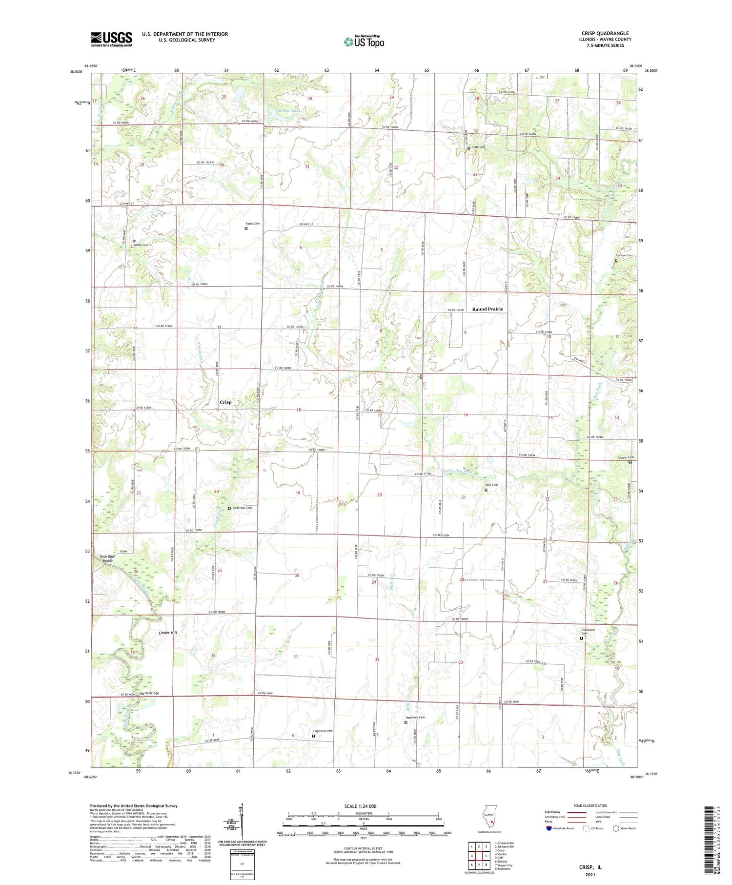 Crisp Illinois US Topo Map Image