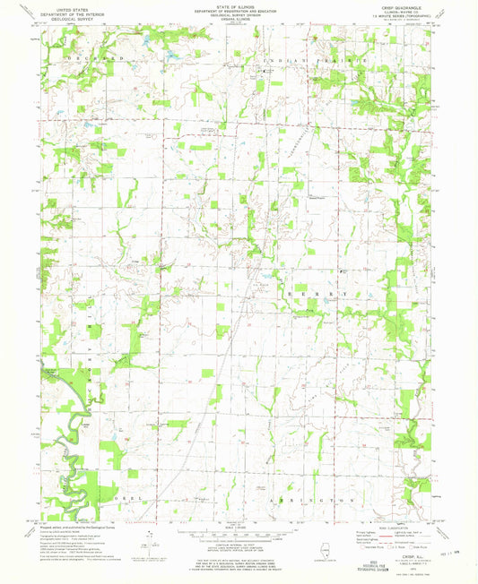 Classic USGS Crisp Illinois 7.5'x7.5' Topo Map Image