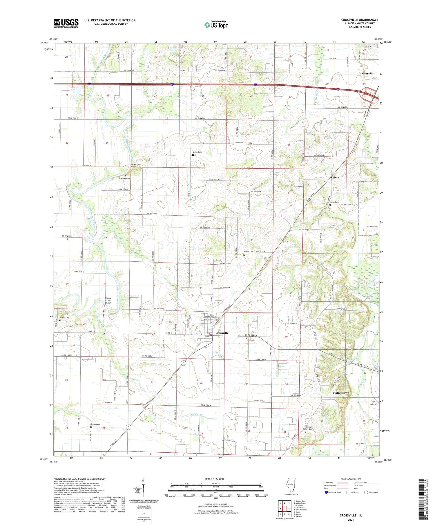 Crossville Illinois US Topo Map Image