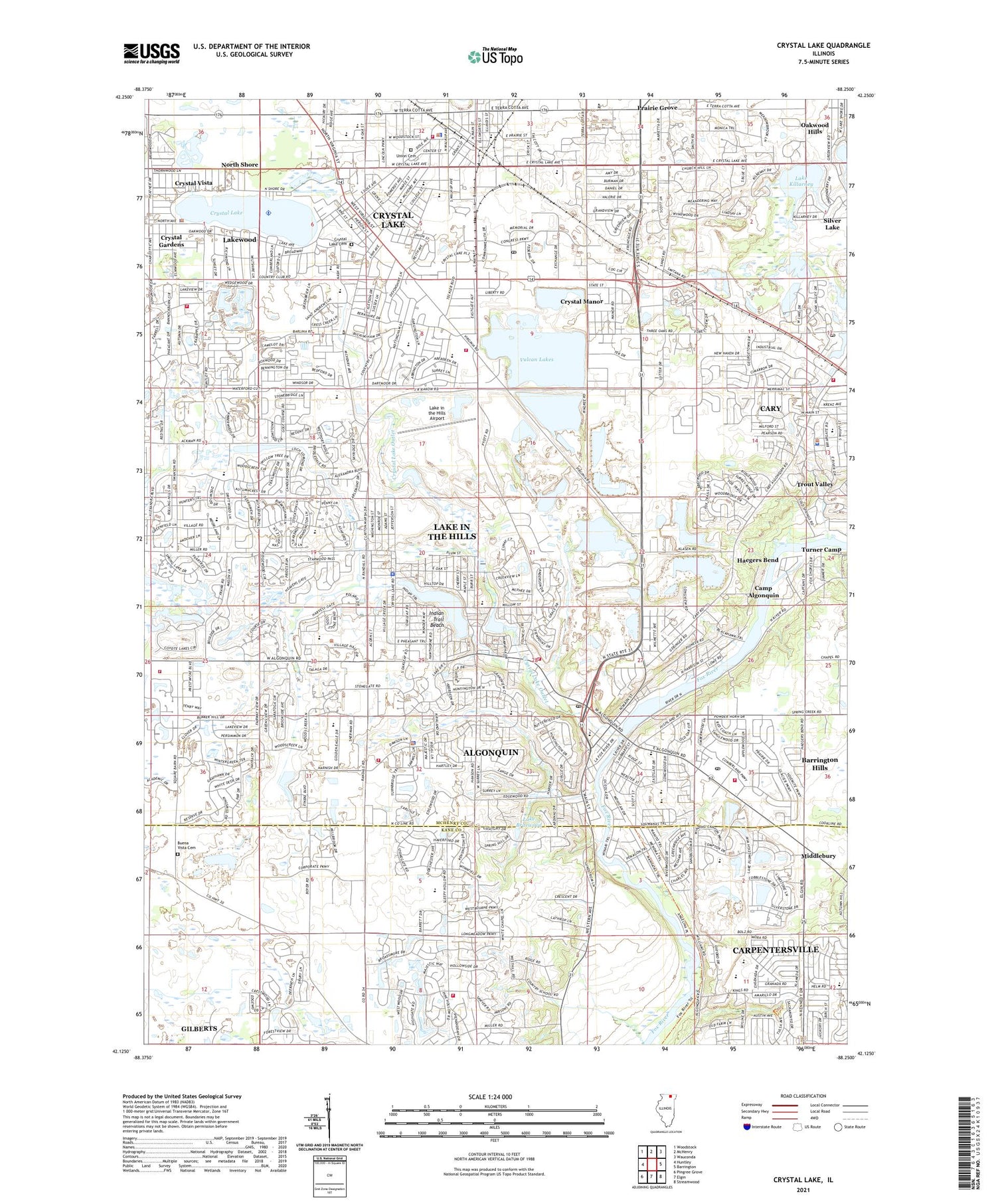 Crystal Lake Illinois US Topo Map Image