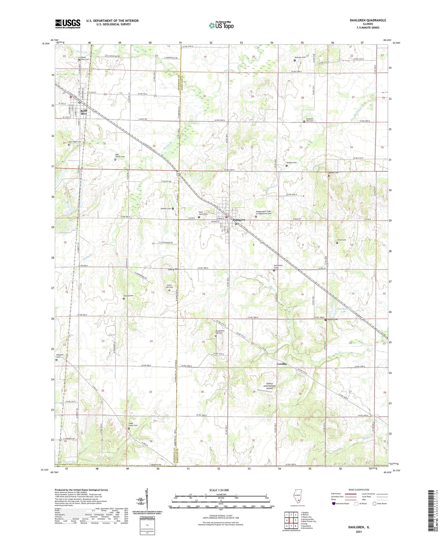 Dahlgren Illinois US Topo Map Image