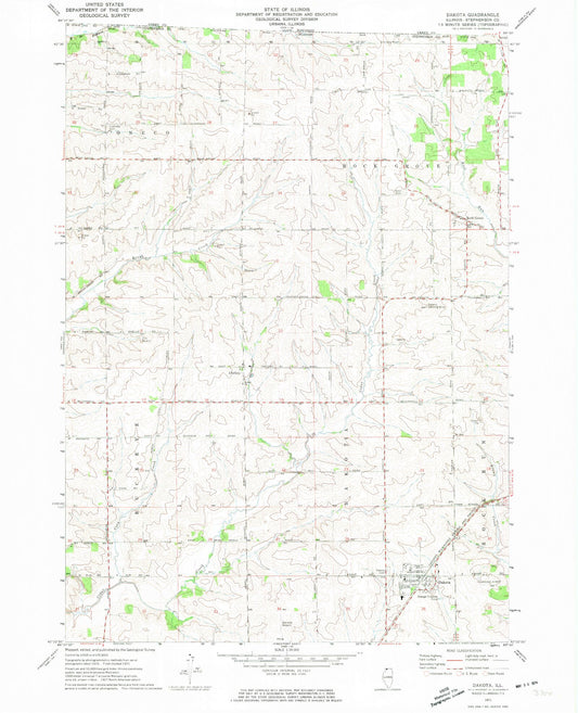 Classic USGS Dakota Illinois 7.5'x7.5' Topo Map Image