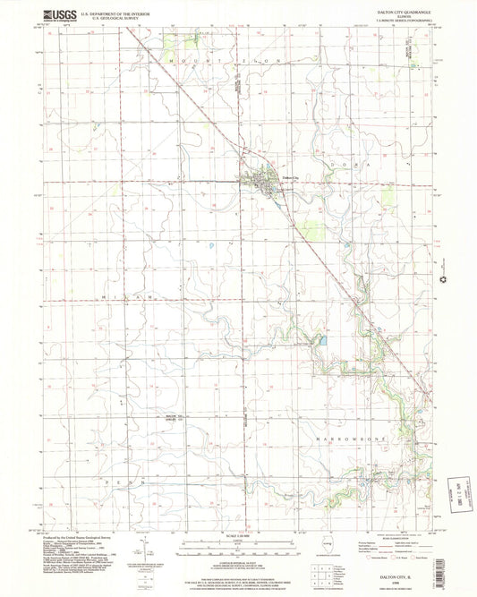Classic USGS Dalton City Illinois 7.5'x7.5' Topo Map Image