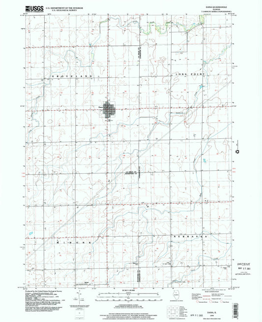 Classic USGS Dana Illinois 7.5'x7.5' Topo Map Image