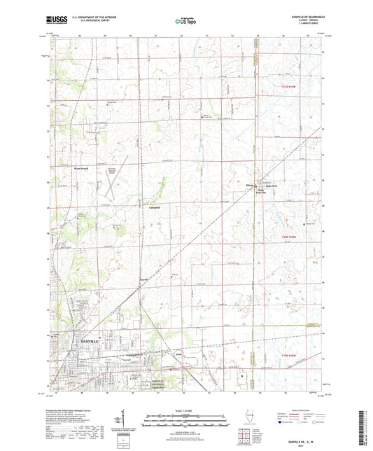 Danville NE Illinois US Topo Map Image