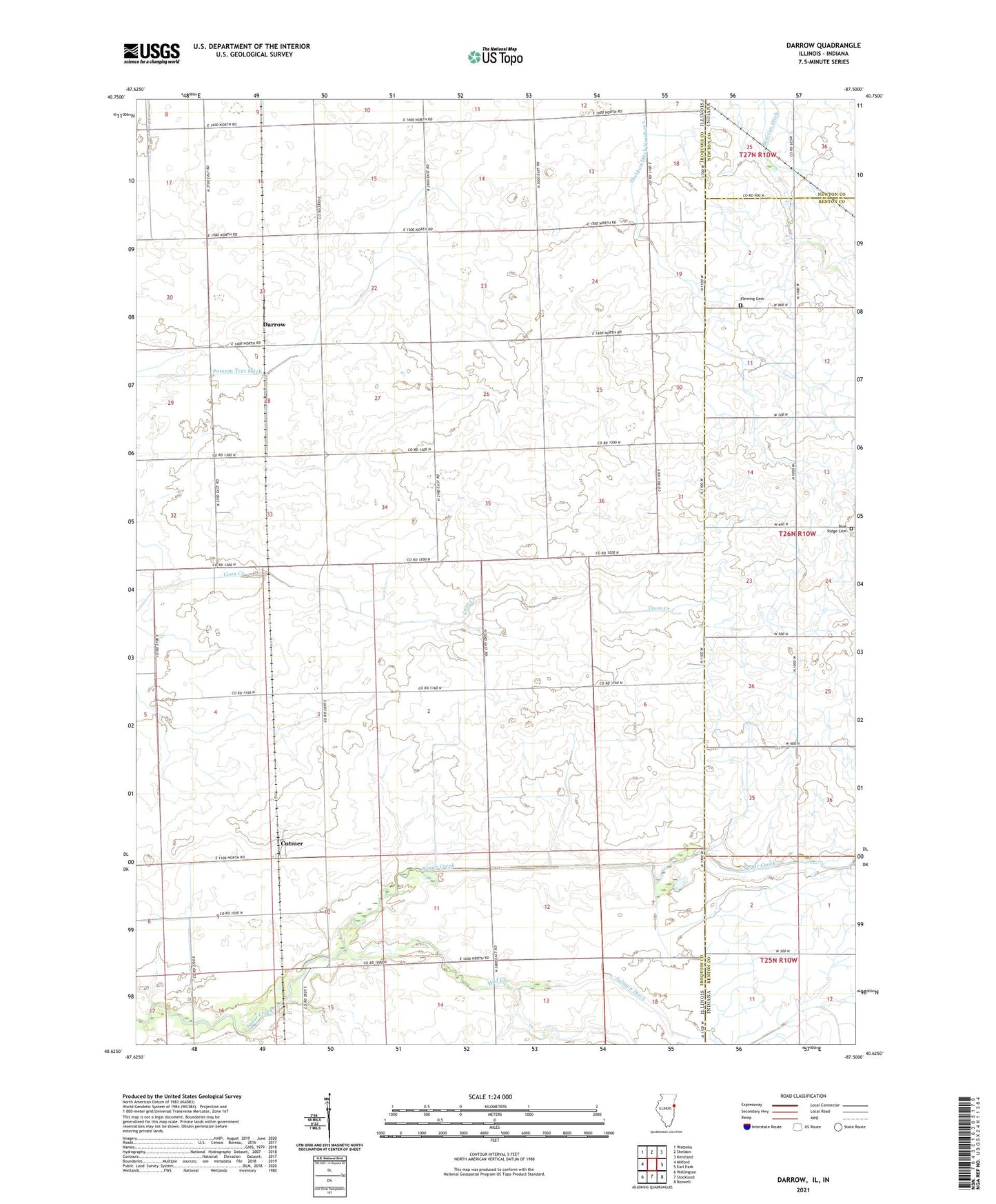 Darrow Illinois US Topo Map Image