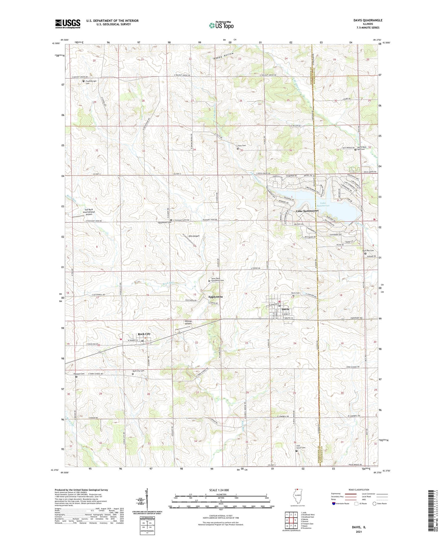 Davis Illinois US Topo Map Image