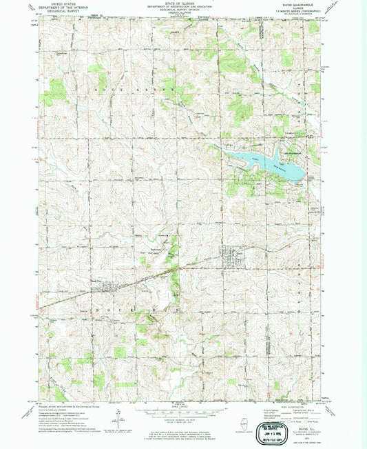 Classic USGS Davis Illinois 7.5'x7.5' Topo Map Image