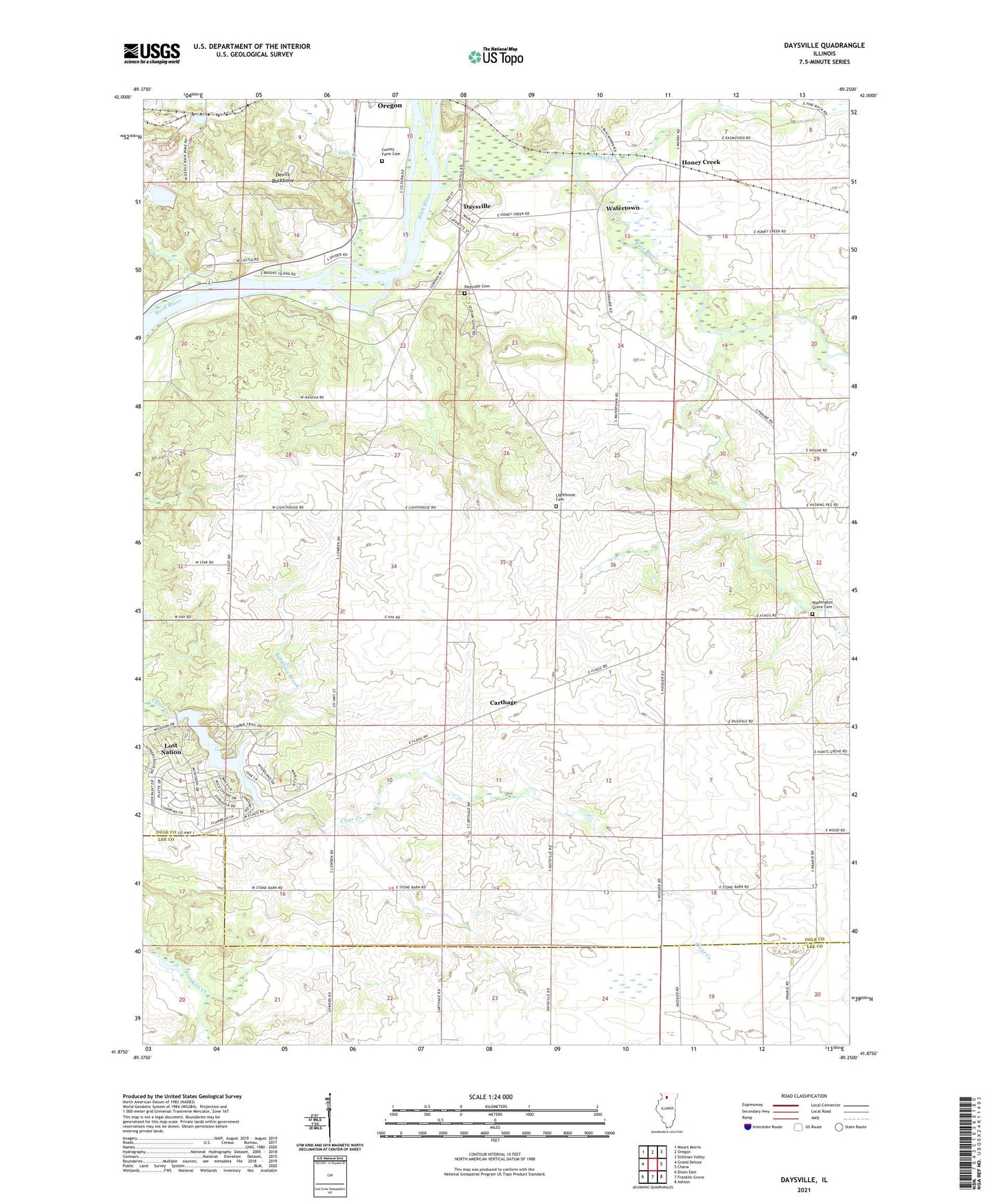 Daysville Illinois US Topo Map Image