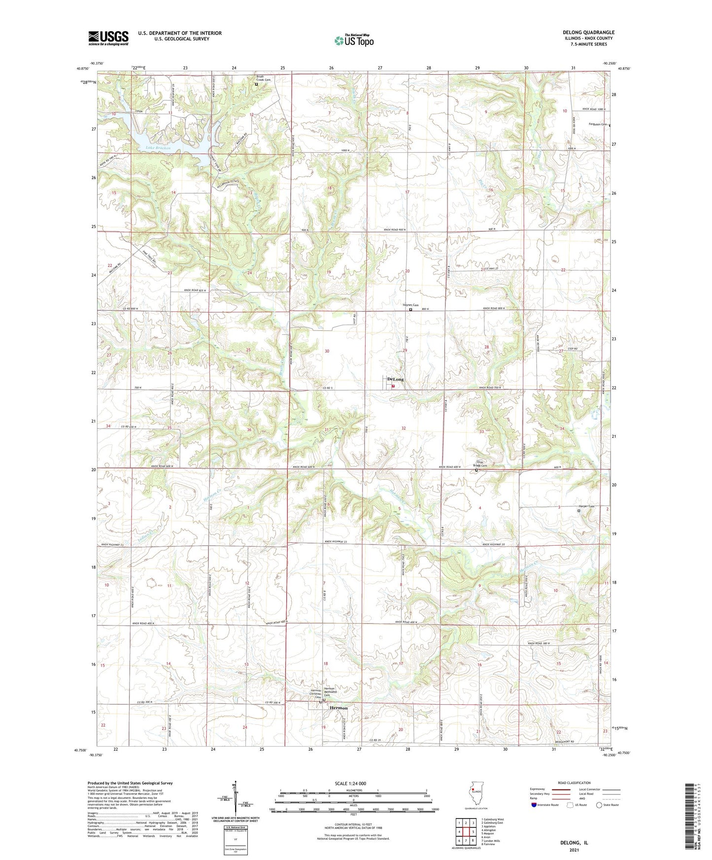 DeLong Illinois US Topo Map Image