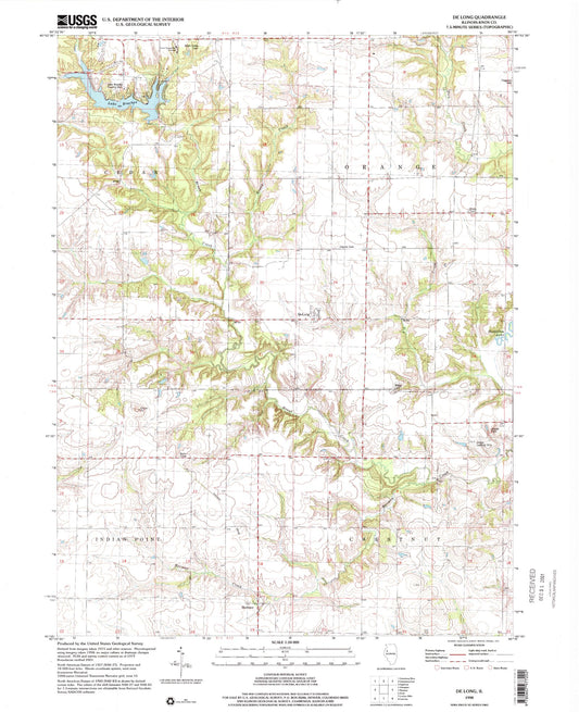 Classic USGS DeLong Illinois 7.5'x7.5' Topo Map Image