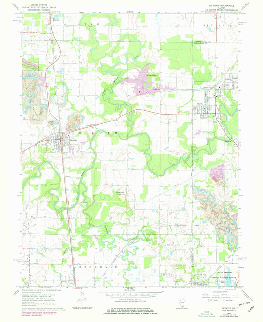 Classic USGS De Soto Illinois 7.5'x7.5' Topo Map Image