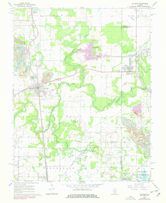 Classic USGS De Soto Illinois 7.5'x7.5' Topo Map Image