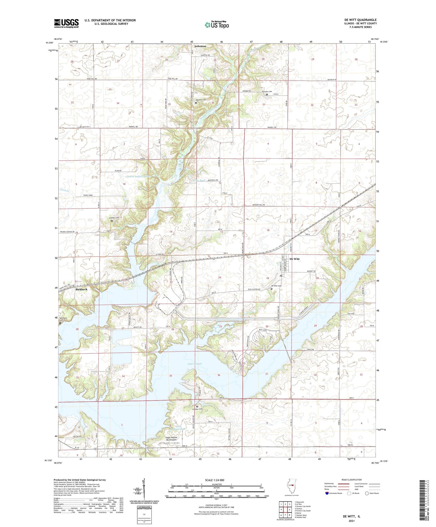 De Witt Illinois US Topo Map Image