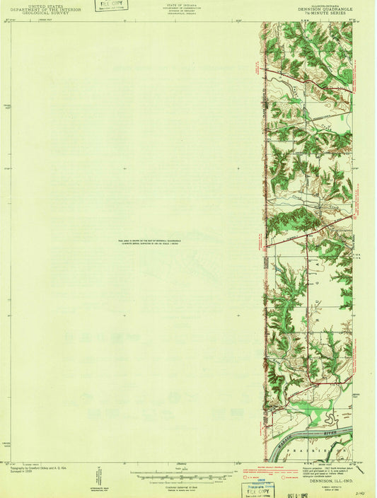 Classic USGS Dennison Illinois 7.5'x7.5' Topo Map Image