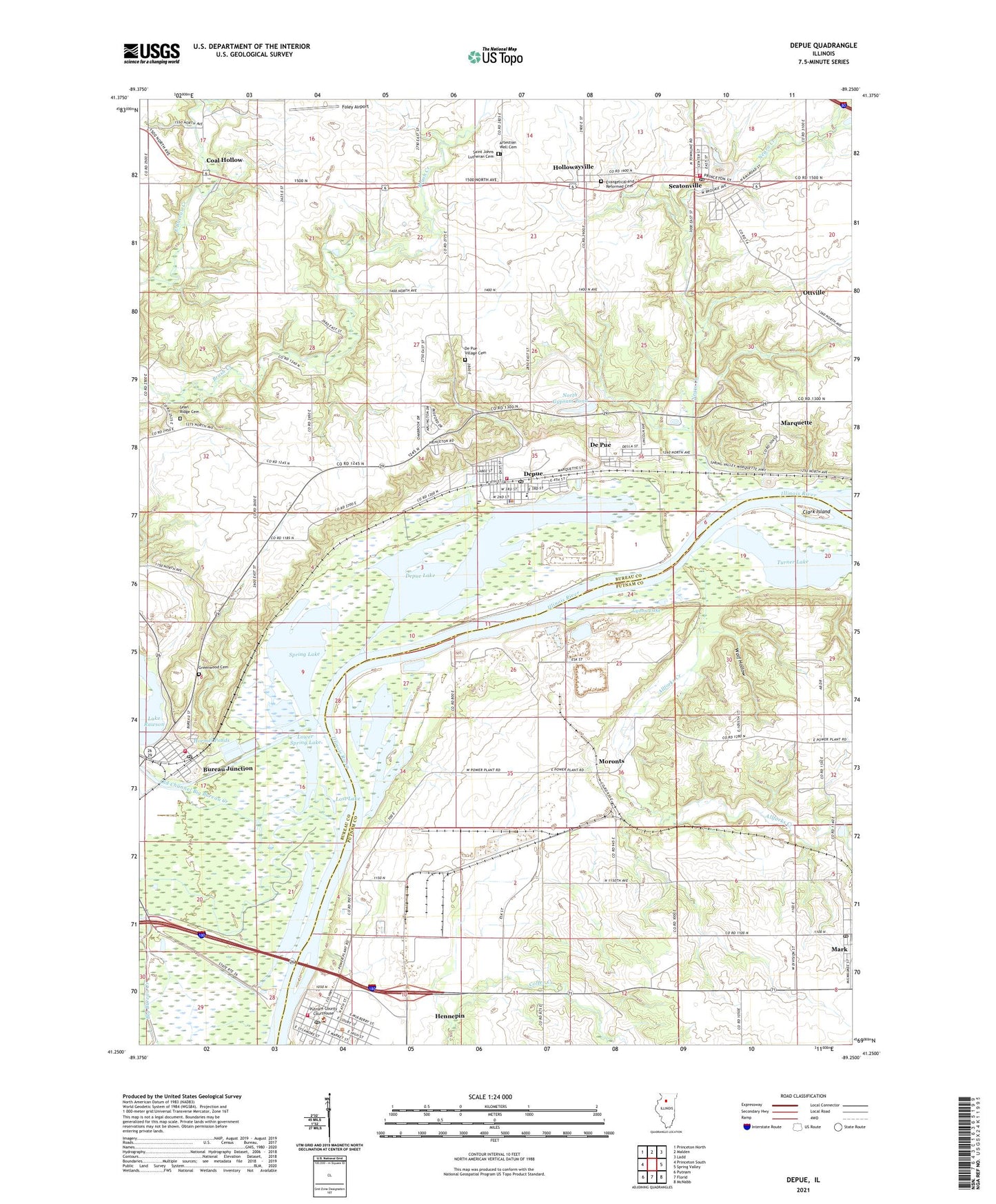 Depue Illinois US Topo Map Image