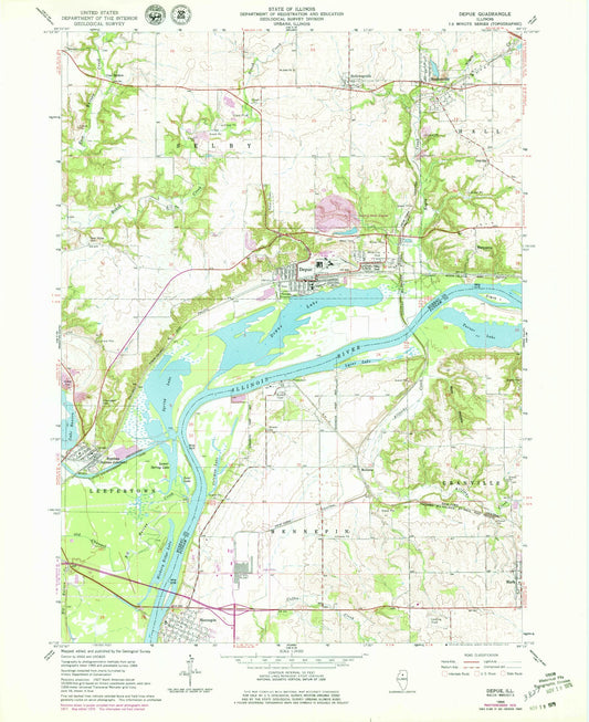 Classic USGS Depue Illinois 7.5'x7.5' Topo Map Image