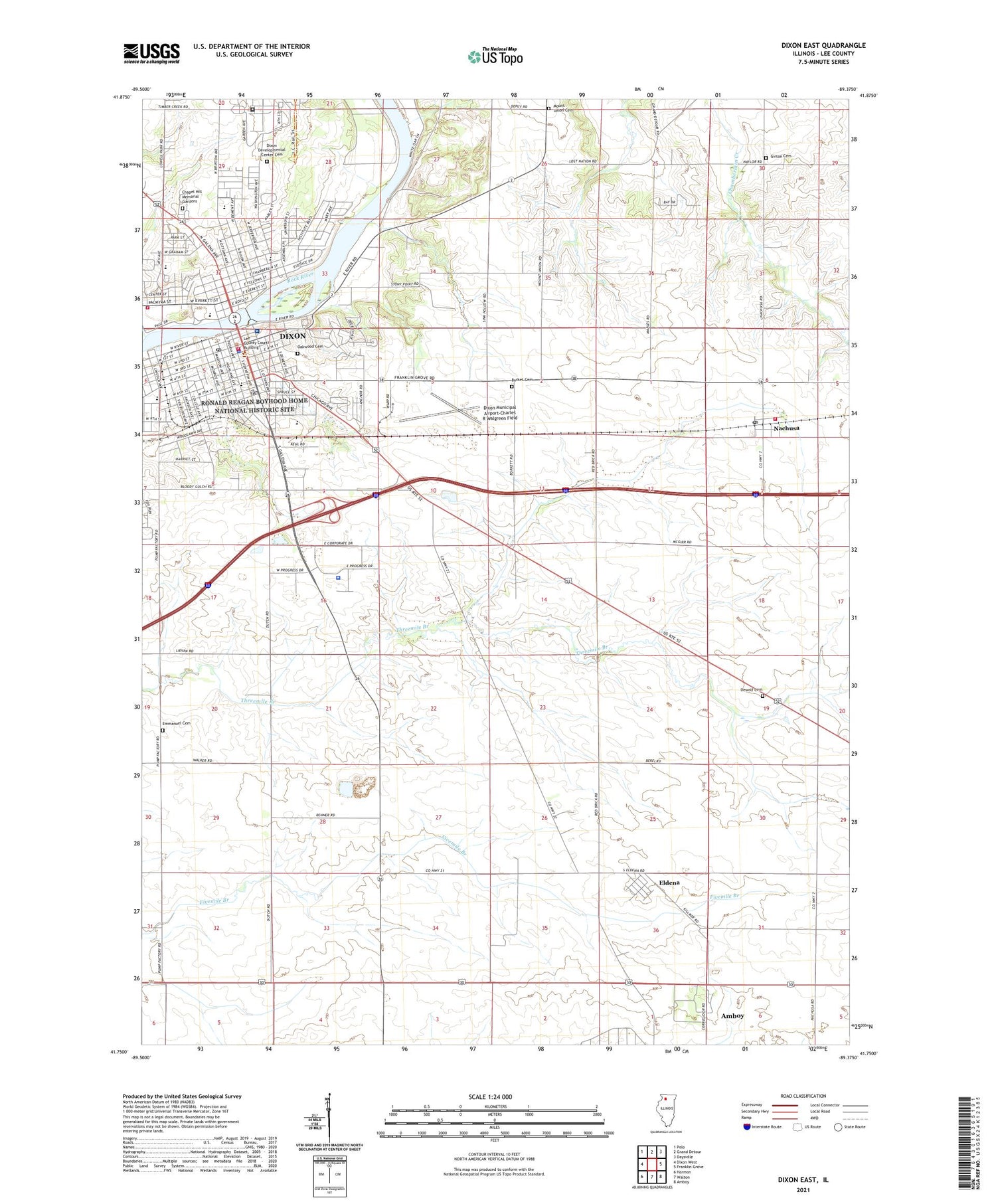 Dixon East Illinois US Topo Map Image