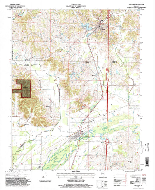 Classic USGS Dongola Illinois 7.5'x7.5' Topo Map Image