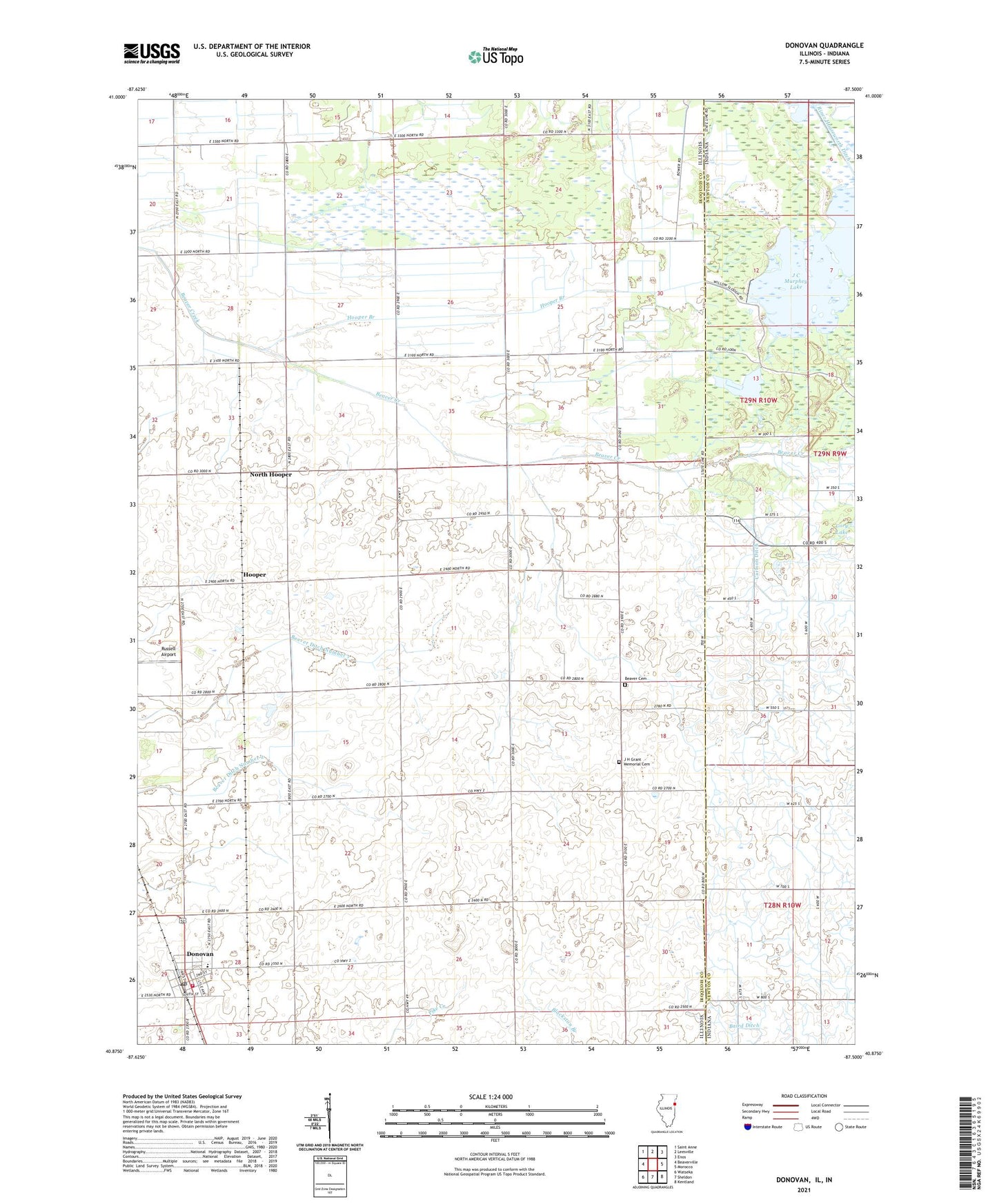 Donovan Illinois US Topo Map Image